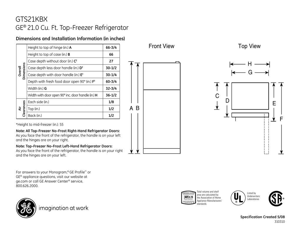 ge refrigerator sizes