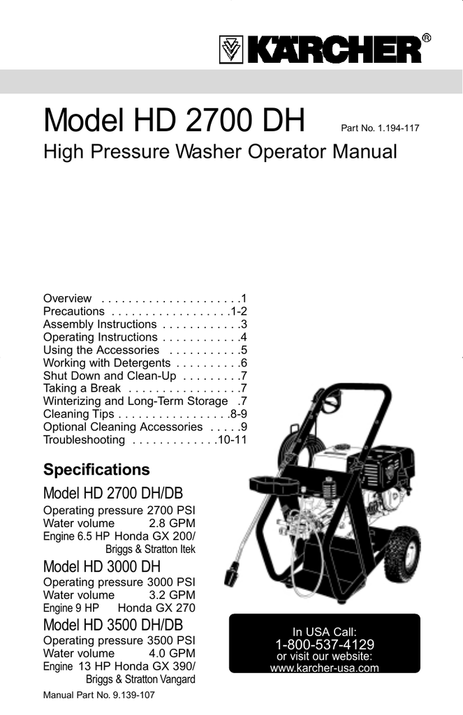 High Pressure Washer Operator Manual Manualzz