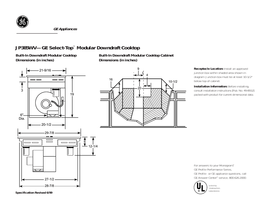 Jp385wv Ge Select Top Modular Downdraft Cooktop Manualzz Com