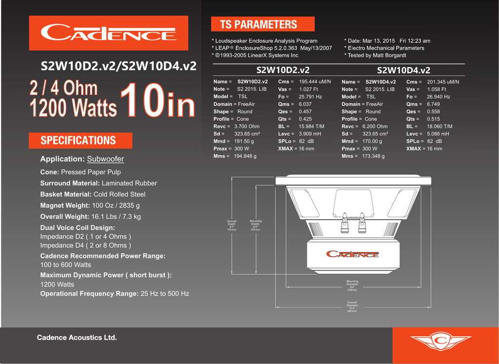 cadence s3 subwoofer