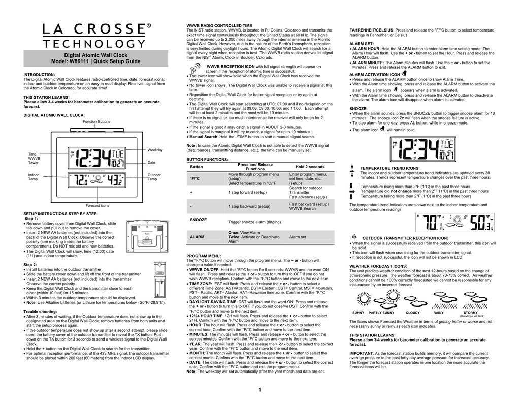 How To Set Atomic Clock La Crosse W86111 The La Crosse View App Will