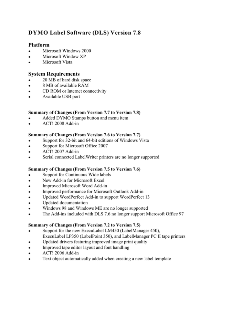 dymo labelpoint 350 software