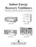 Venmar Indoor ERV1000i, ERV1500i, ERV2000i, ERV3000i Installation, Operation, Service Instructions