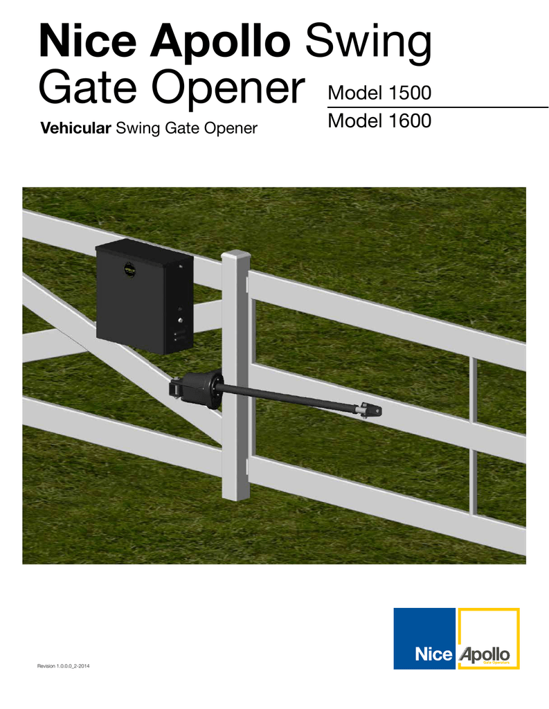 Nice Apollo Swing Gate Opener Model 1500 Manualzz Com