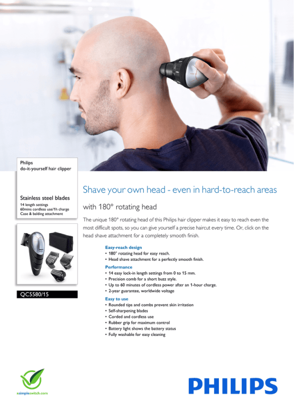 Qc5580 15 Philips Do It Manualzz - Philips Diy Hair Clipper With Rotating Head