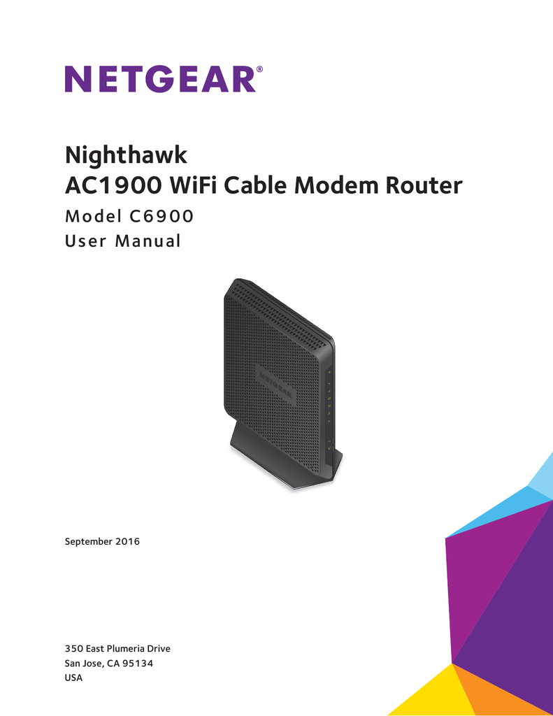 NETGEAR Nighthawk AC1900 WiFi Cable Modem Router C6900 User Manual