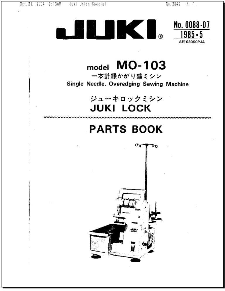 J Juki Home Sewing Machine Mo 103 Mo Manualzz