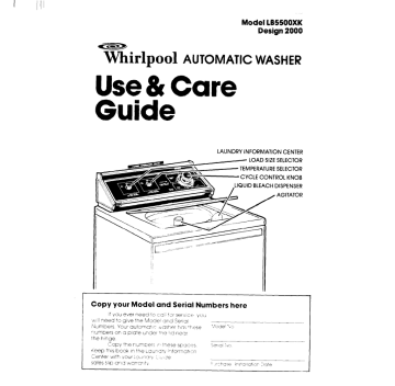 design 2000 whirlpool washing machine serial number