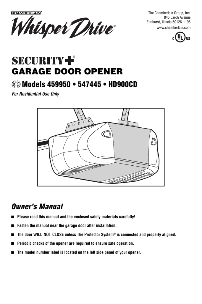 Chamberlain 547445 Garage Door Control User manual Manualzz