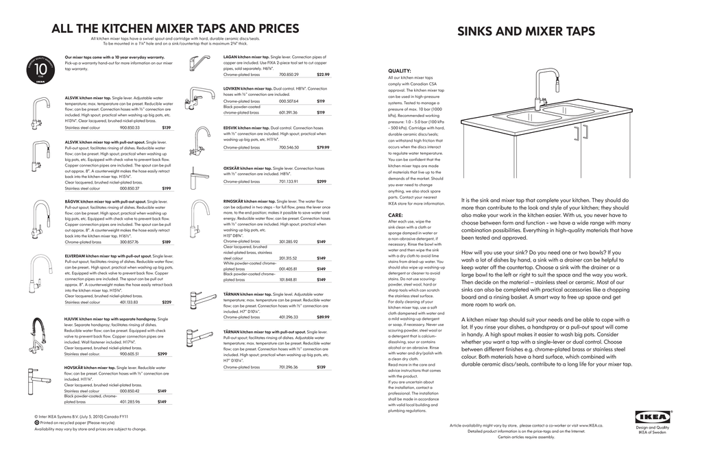 Sinks And Taps Buying Guide Fy11 Indd Manualzz Com