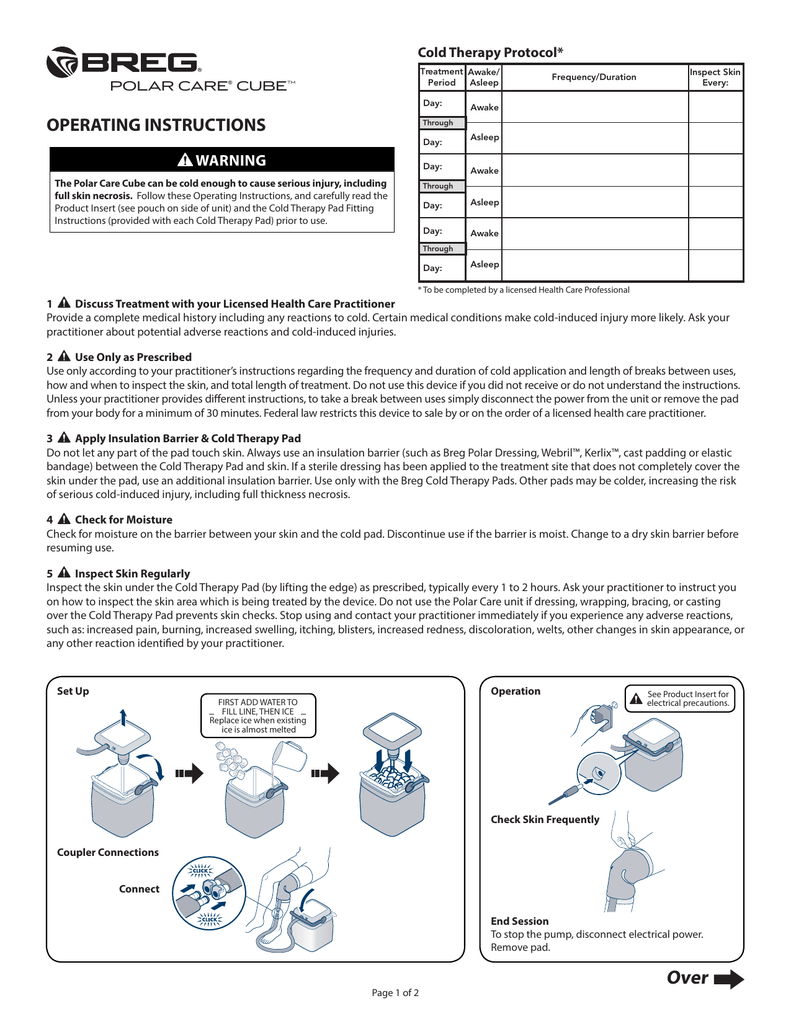 Polar Care Cube Patient Instructions | Manualzz