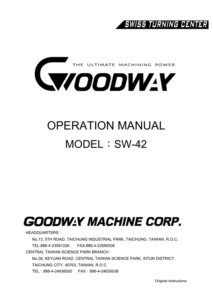 Operation Manual Sw 42 Manualzz