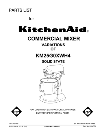 Kitchenaid KP2671XWH Parts