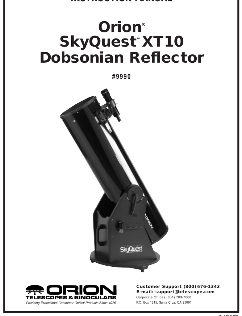 Orion SkyQuest™ XT10 Telescope Instruction Manual Manualzz