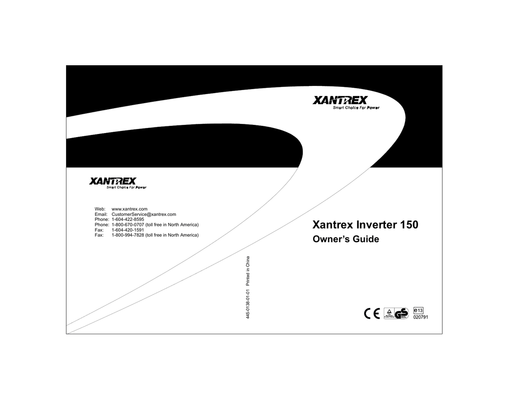 Xantrex Inverter 150 Manualzz