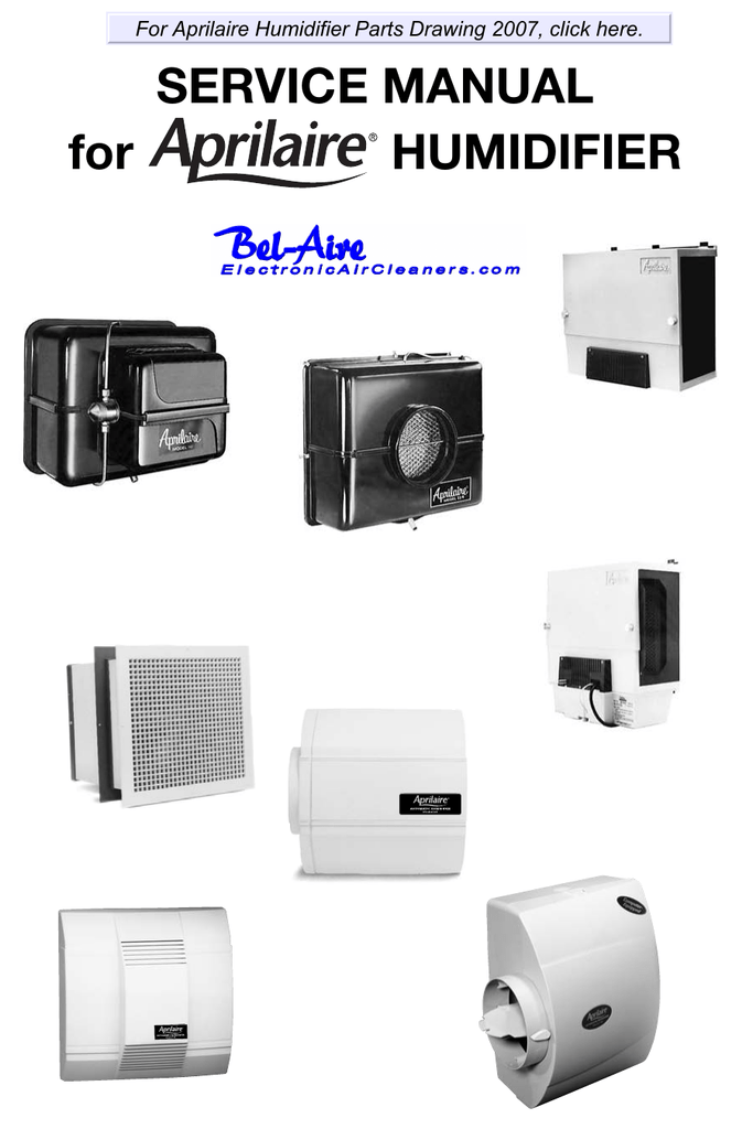 Aprilaire WholeHouse Humidifier Service Manual Bel Manualzz