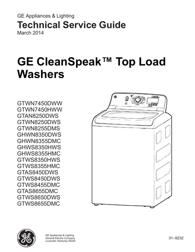 Ge Cleanspeak Top Load Washers Manualzz