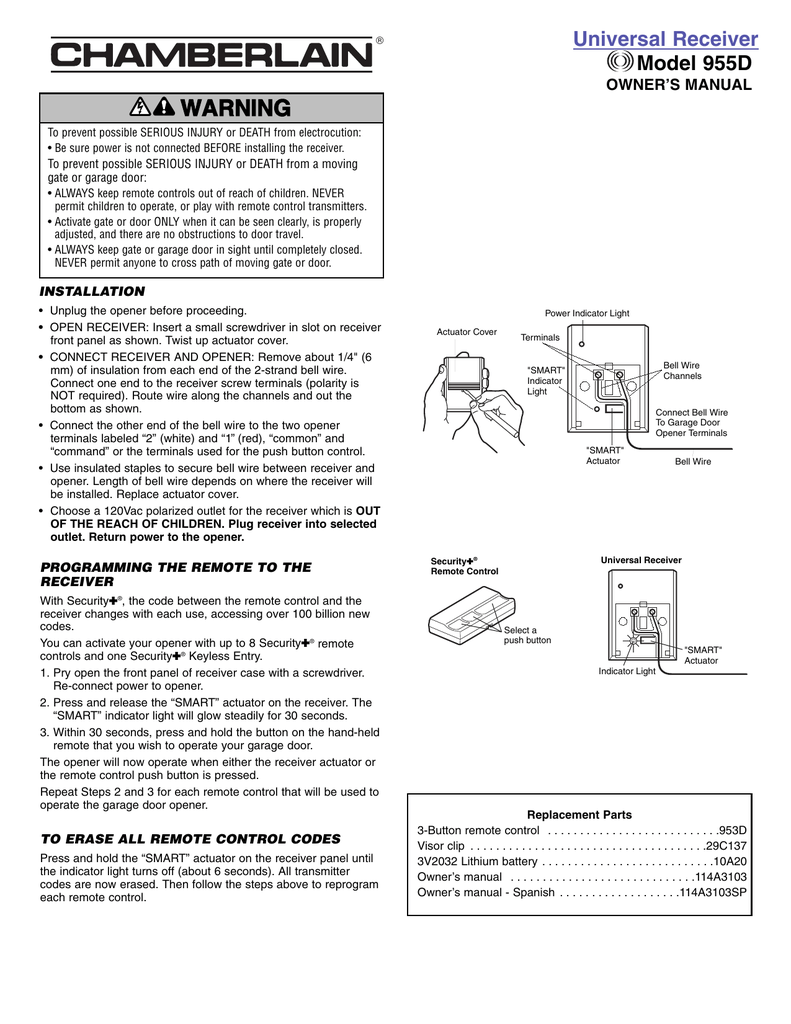 Chamberlain Universal Garage Door Opener Programming Instructions Dandk Organizer