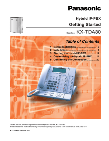 Hybrid IP-PBX KX-TDA30 Getting Started | Manualzz