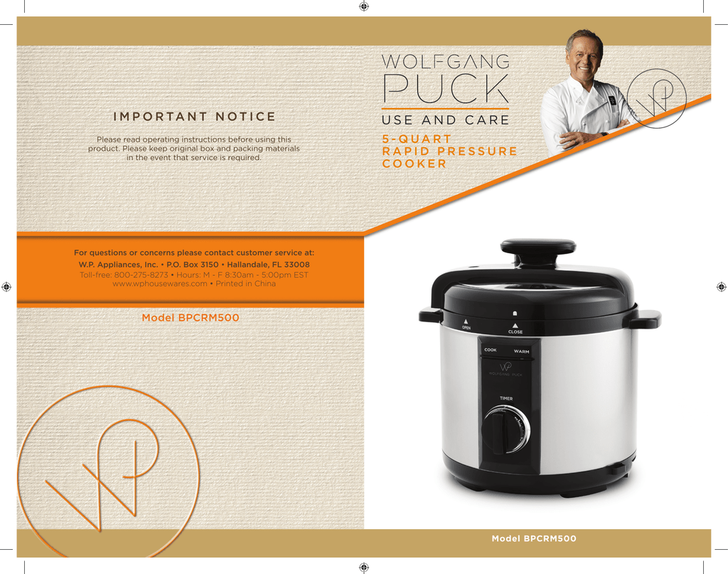 Wolfgang puck 2025 pressure cooker instructions