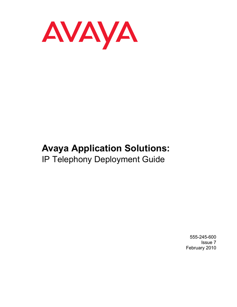 Avaya Application Solutions: IP Telephony Deployment Guide | Manualzz