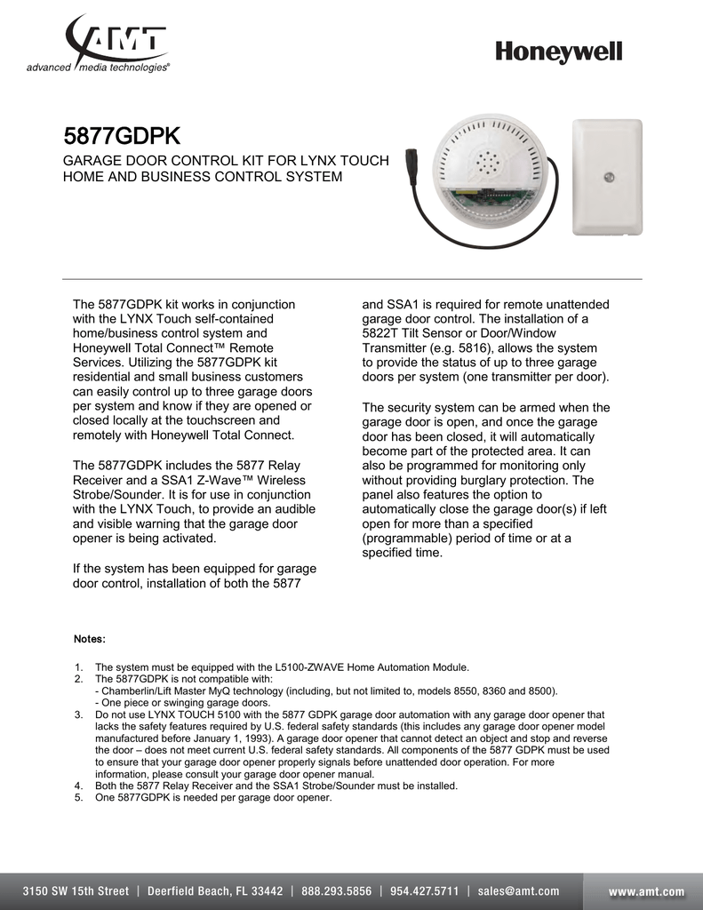 Honeywell 5877gdpk Garage Door Opener Manualzz Com