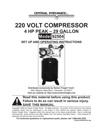 220 VOLT COMPRESSOR 4 HP PEAK | Manualzz
