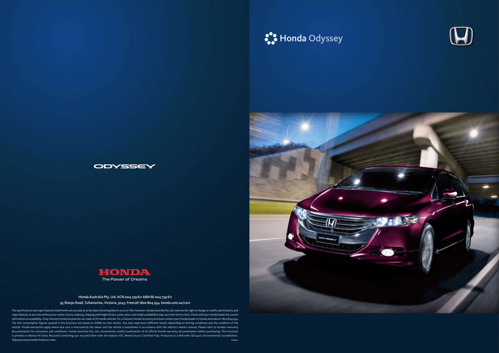 Brochure: Honda RB3.I Odyssey (March 2010)  Manualzz