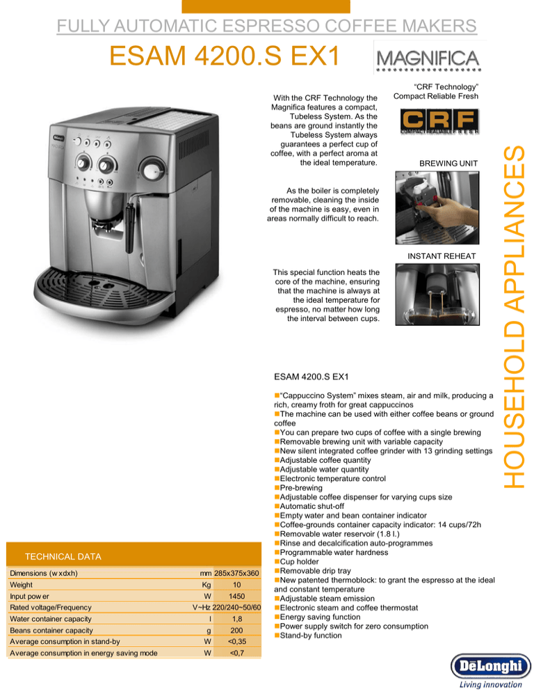 Delonghi magnifica esam 4200 s manual