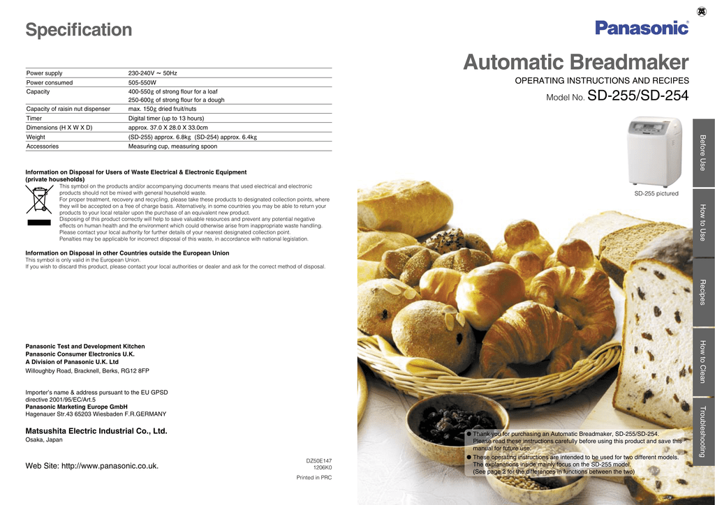 panasonic bread maker sd 257 recipes