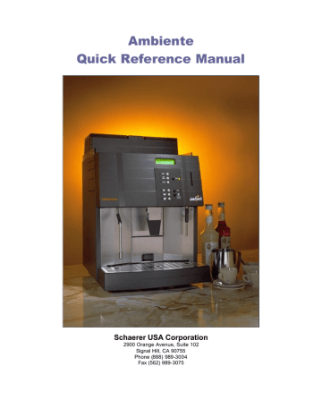 Schaerer Ambiente Quick Reference Manual Manualzz