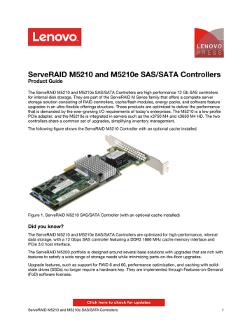 Lenovo ServeRAID M5210 SAS/SATA Controller for Lenovo System x LENOVO 46C9110 Lenovo ServeRAID M5210 SAS/SATA Controller for Lenovo System x LENOVO 46C9110