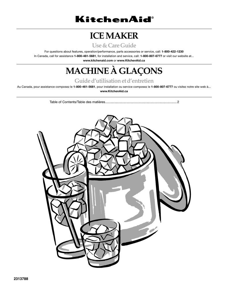 KitchenAid kuis18nnjs Ice Maker User manual Manualzz