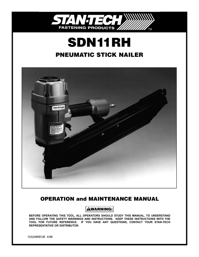 Bostitch SDN11RH STICK NAILER Instruction Manual Manualzz