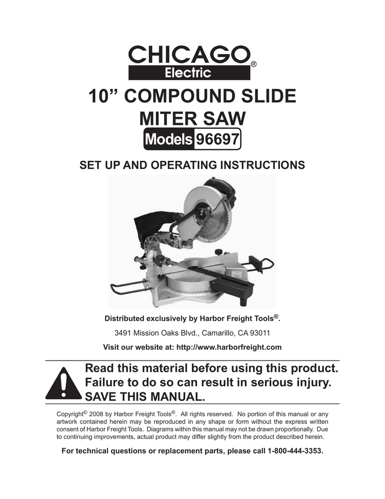 Chicago Electric 10 Miter Saw Replacement Parts Reviewmotors.co