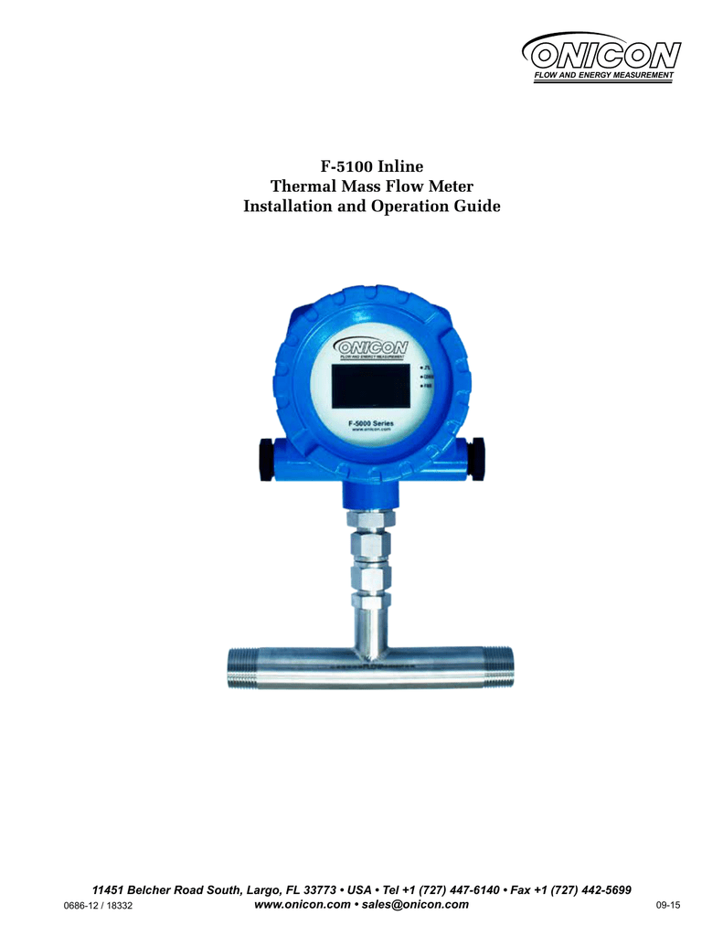 F5100 Inline Thermal Mass Flow Meter Installation and Manualzz