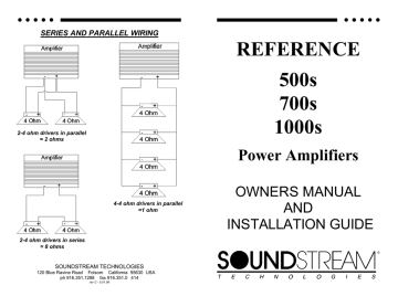 Soundstream Reference Series 700S Installation manual | Manualzz