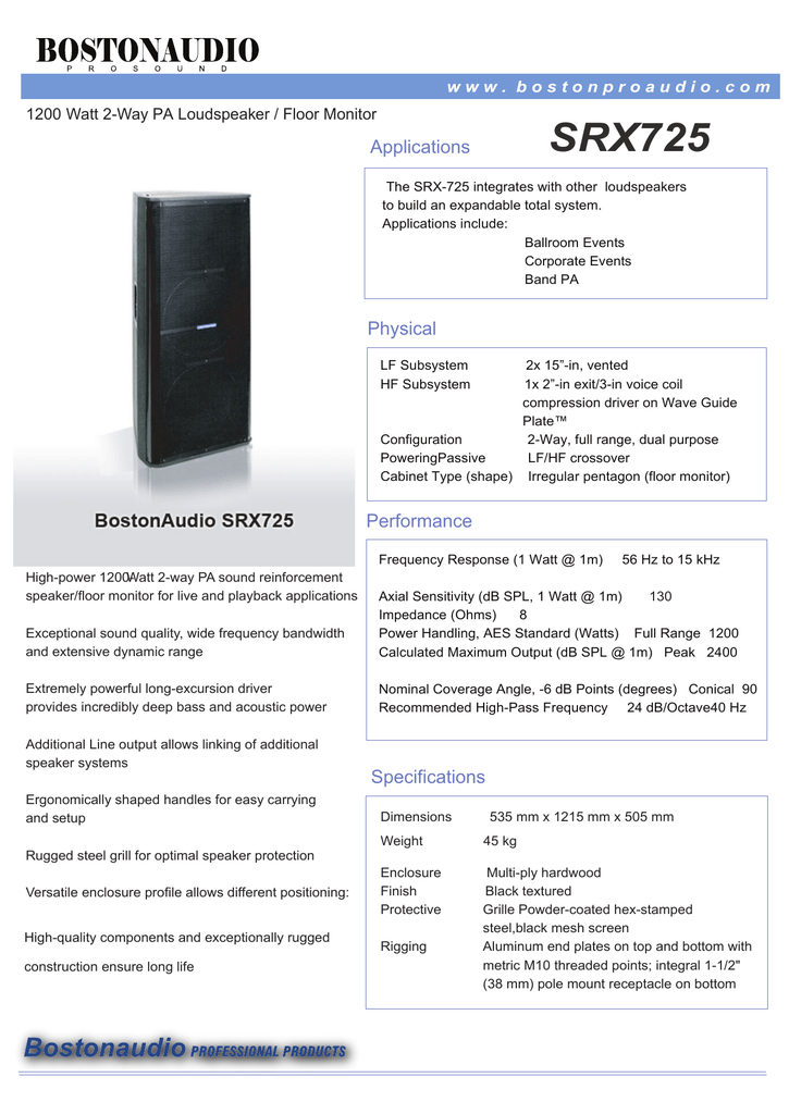 jbl srx725 specs