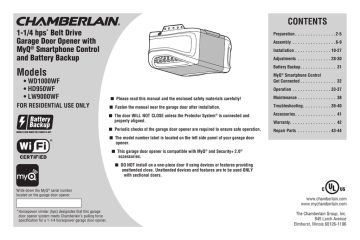 Chamberlain Garage Door Opener Owner`s Manual for Models | Manualzz