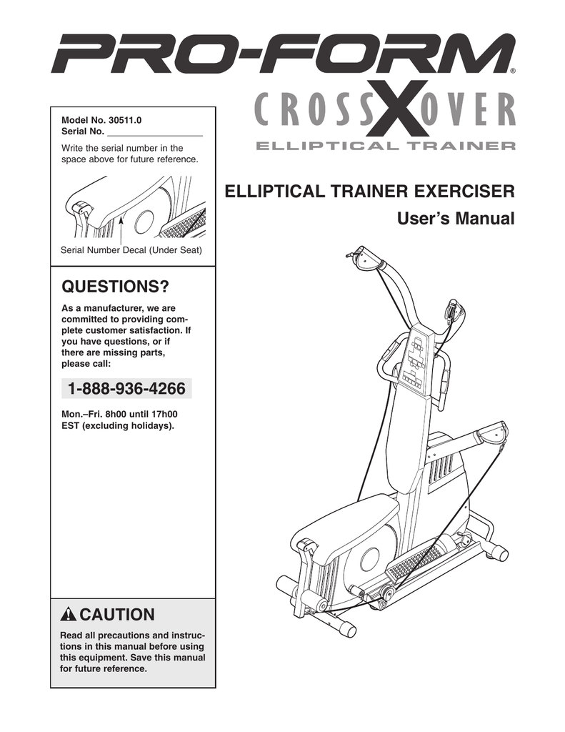 ELLIPTICAL TRAINER EXERCISER User`s Manual Manualzz