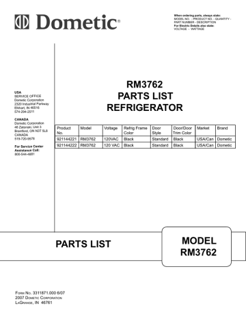 Rm3762 Parts List Refrigerator Parts List Model Rm3762 Manualzz