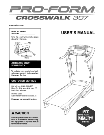 Pro Form CROSSWALK 397 User manual Manualzz