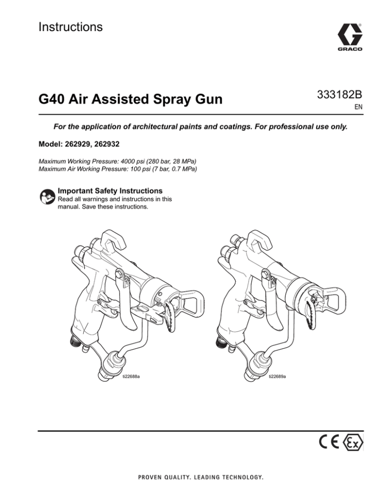 333182B, G40 Air Assisted Spray Gun, Instructions Manualzz