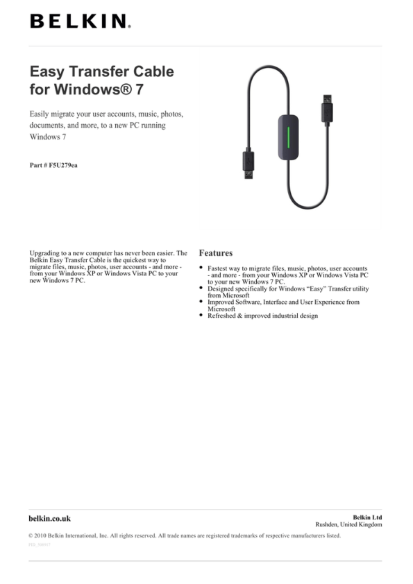 Easy Transfer Cable For Windows 7 Manualzz