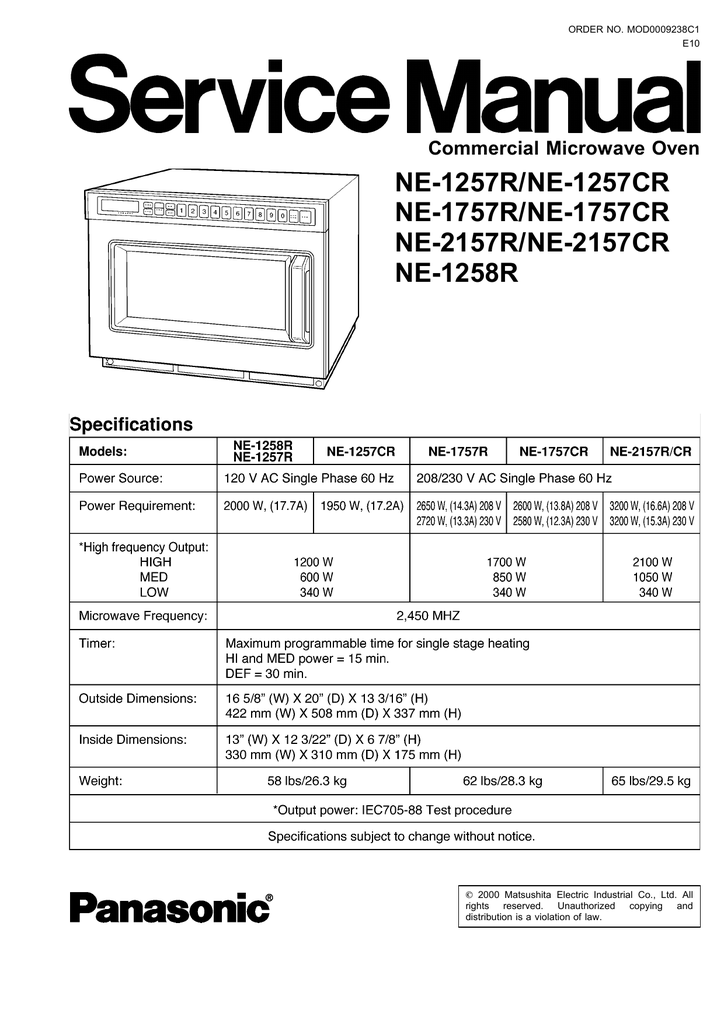 ne-1257cr - Panasonic Parts and Accessories | Manualzz