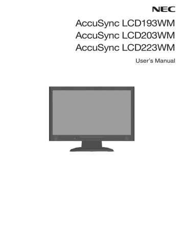 NEC AccuSync® LCD203WM User's Manual | Manualzz