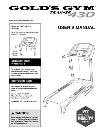 Gold's gym trainer discount 410 treadmill manual