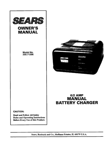 Sears 20071206 Battery Charger Owner's Manual | Manualzz