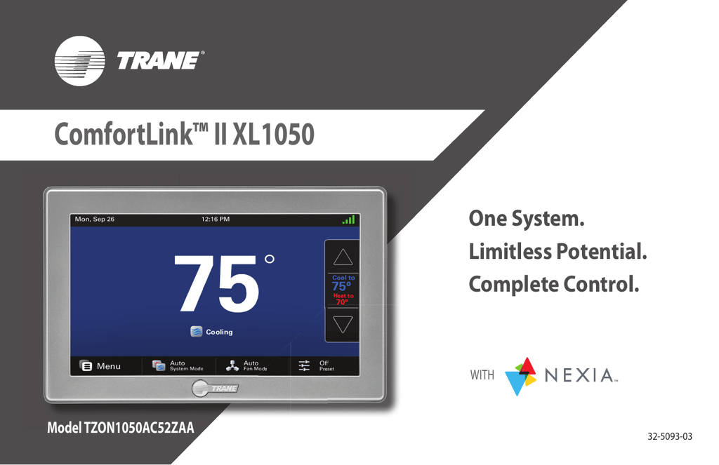 Trane ComfortLink II XL1050 Communicating Connected Control Manualzz