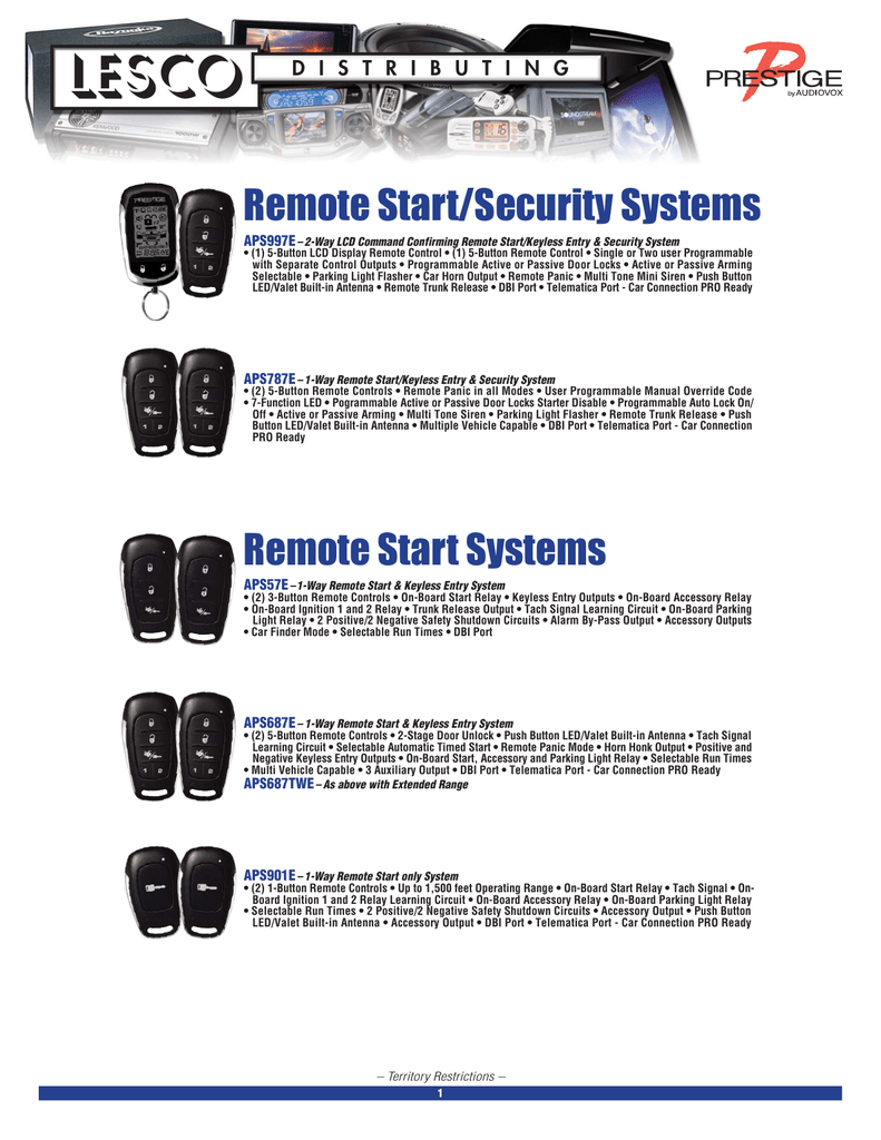 prestige remote start manual